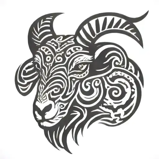 black sheep head tattoo design idea