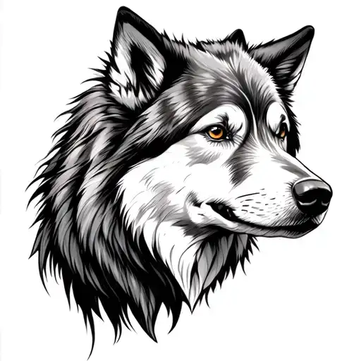 sheepdog and wolf head tattoo design idea