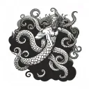 Poseidon and octopus tattoo design idea