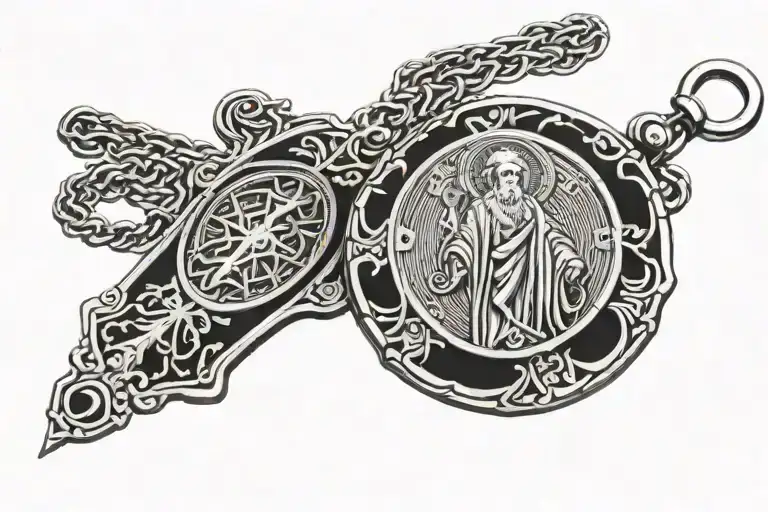 Saint Benedict medal tattoo design idea