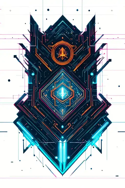 neon circuitry, futuristic geometry, space background  tattoo design idea