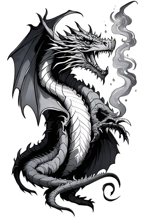 dragons wizards Merlin's magic smoke tattoo design idea