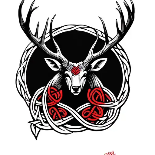 Celtic knot red stag tattoo design idea