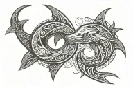 tribal Hammerhead shark yin yang symbol formed tattoo design idea