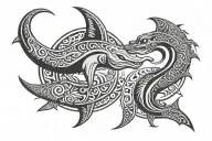 tribal Hammerhead shark yin yang symbol formed tattoo design idea