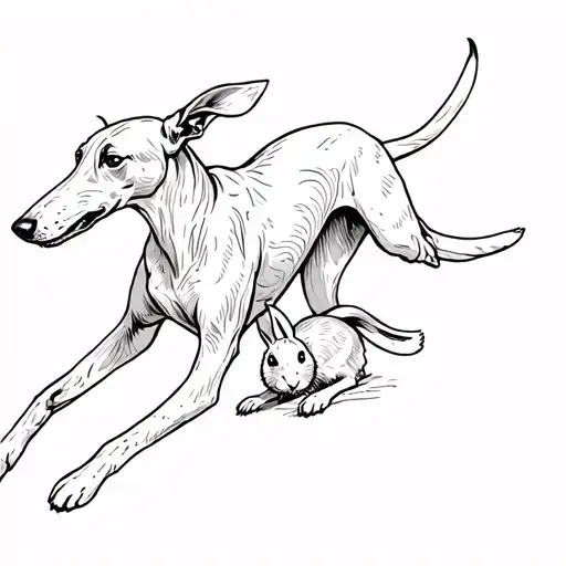 a greyhound chasing a rabbit tattoo design idea