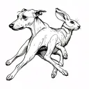 a greyhound chasing a rabbit tattoo design idea