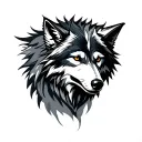 half mechanical wolf tattoo design idea