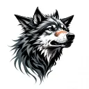 half mechanical wolf tattoo design idea