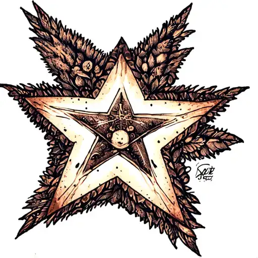 5 point star tattoo design idea