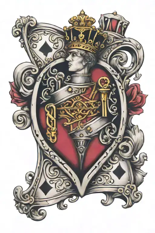 king of hearts with a zipper opening tattoo design idea