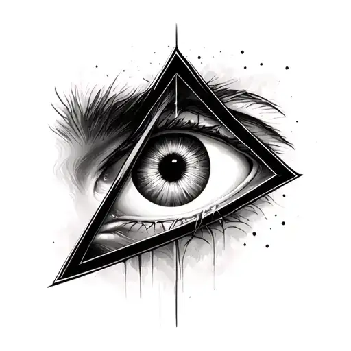 third eye real inside triangle tattoo design idea