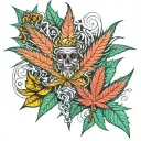 a drawing that represents marijuana and has some Studio 420 lyrics tattoo design idea