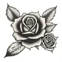 the words "true 2 myself" a rose and the number 999 tattoo design idea