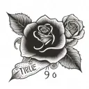 the words "true 2 myself" a rose and the number 999 tattoo design idea