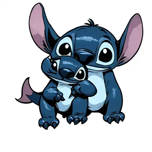 Hey i need a tatto, I want it to be stich from lillo and stich I want him to be Hugging lillos doll like he does in  tattoo design idea