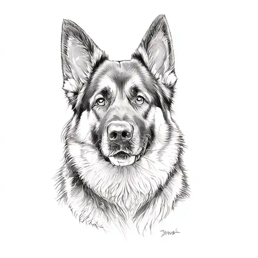 a german shepherd dog tattoo design idea