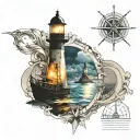 wind rose boat lighthouse that illuminates tattoo design idea
