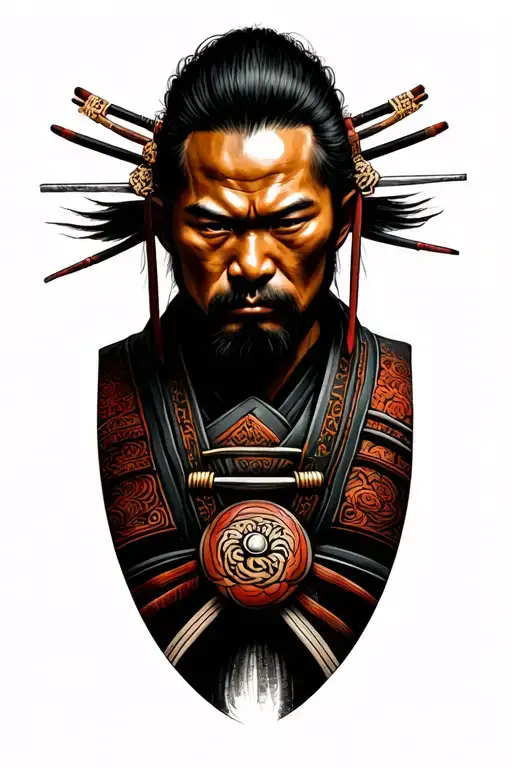 Yogi who is samurai tattoo. calm and disciplined alone  tattoo design idea