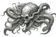 skull kraken attacking tattoo design idea
