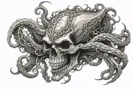 skull kraken attacking tattoo design idea