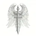 st michael sword one angel wing tattoo design idea