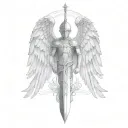 st michael sword one angel wing tattoo design idea