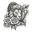 lion rose snake clouds tattoo design idea