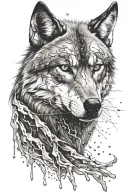 a wolf's head that tears the skin off the body, with realistic pieces of human skin tattoo design idea