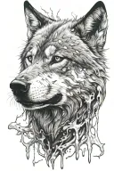 a wolf's head that tears the skin off the body, with realistic pieces of human skin tattoo design idea