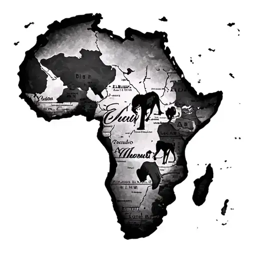 map of africa big five tattoo design idea