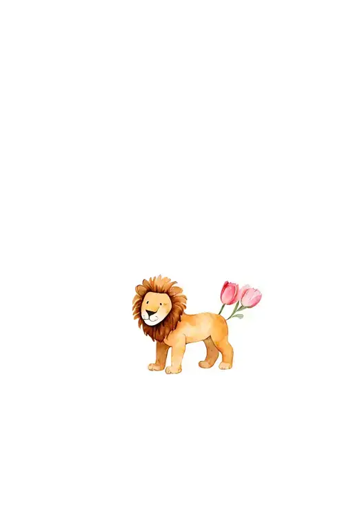 tulips stuffed animal lion tattoo design idea