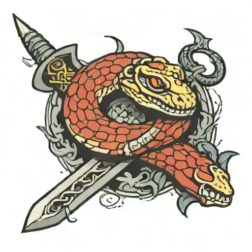 snake wrapped around a sword  tattoo design idea