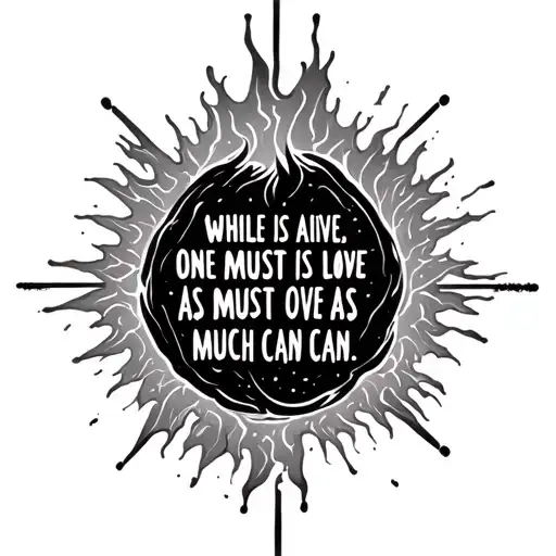 heat beat line pulse with "While one is alive, one must love as much as one can" tattoo design idea