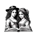 main character of Don Quixote and an illustration of a girl from the book Les Misérables tattoo design idea