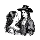 main character of Don Quixote and an illustration of a girl from the book Les Misérables tattoo design idea