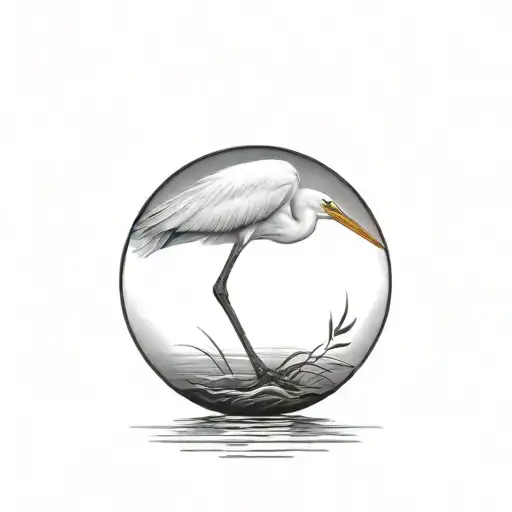 Coverup egret tattoo design idea