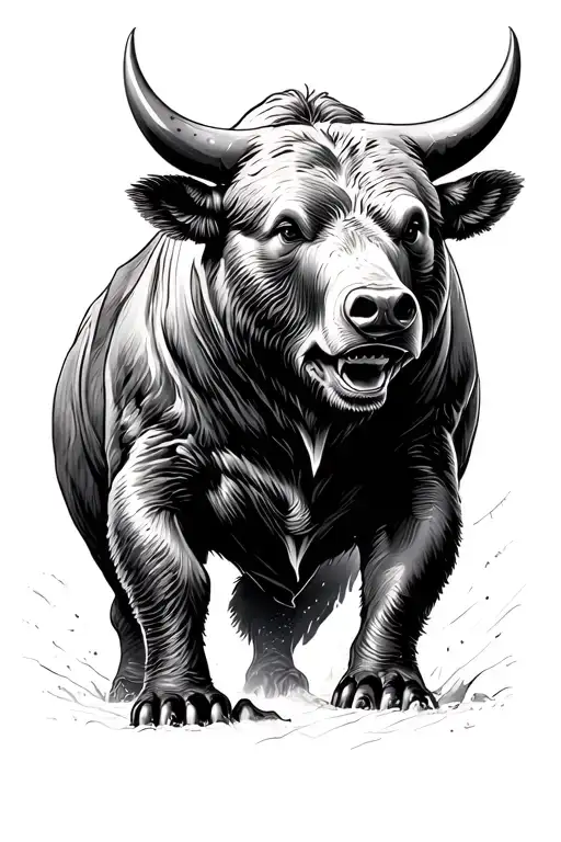 financial chart bull vs bear tattoo design idea