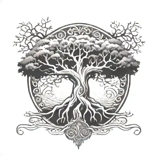 yggdrasil tree norse mythology tattoo design idea