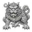 foo dog sitting alone tattoo design idea