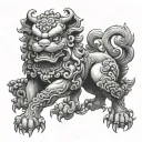 foo dog sitting alone tattoo design idea