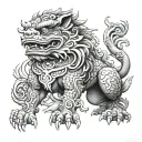 foo dog sitting alone tattoo design idea