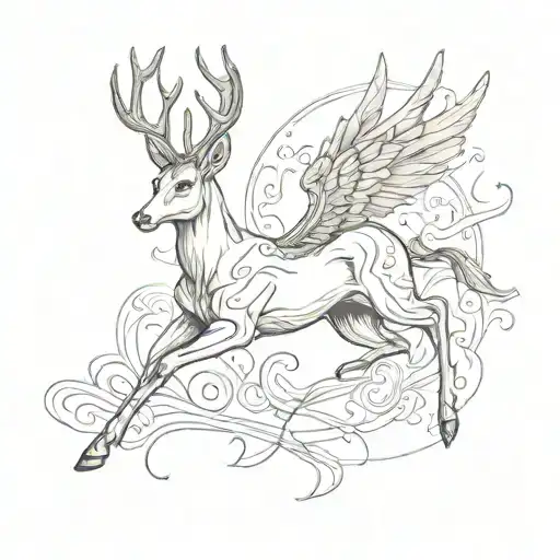 flying doe tattoo design idea