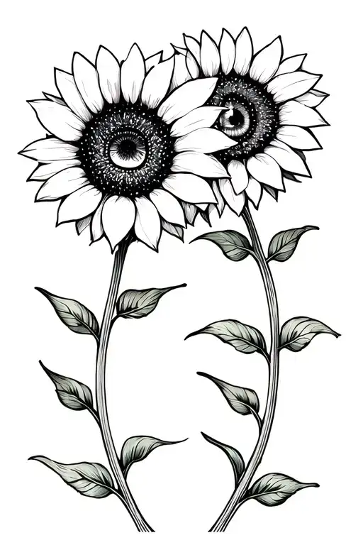 Very simple petals for 2 sunflowers vertical outline with eye with lashes in place of the seed and no stems add butterfl tattoo design idea