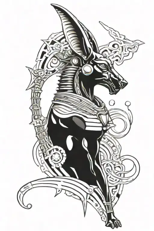 Egyptian god Anubis tattoo design idea