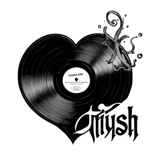 "Thiyash" heart shaped vinyl record tattoo design idea