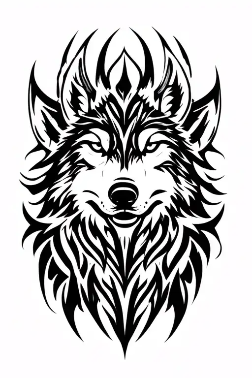 Viking tribal wolf tattoo design idea