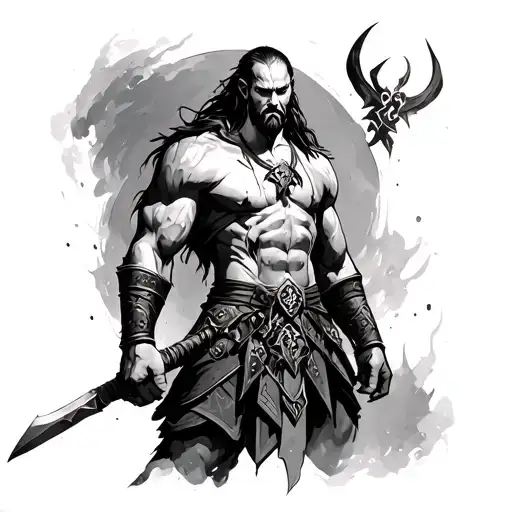 tyr from god of war games.  tattoo design idea