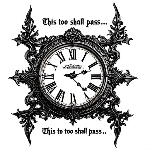 "This too shall pass…" "This too shall pass…" "This too shall pass…" simple roman clock tattoo design idea