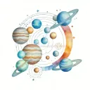 solar system with planets tattoo design idea